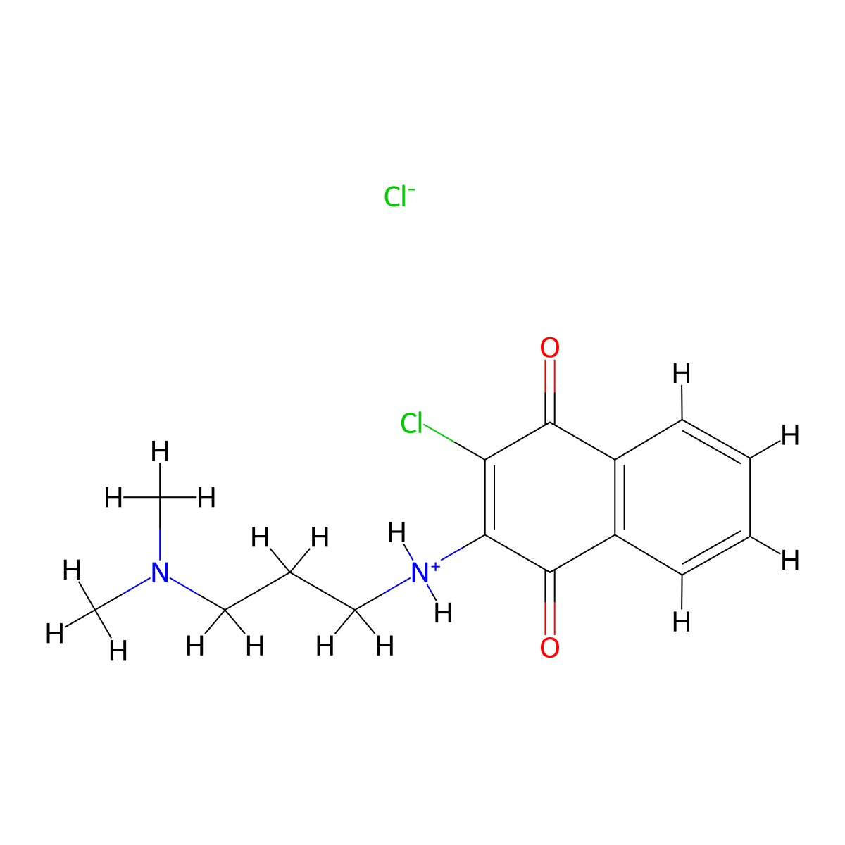 3-chloro-N-[3-(dimethylamino)propyl]-1,4-dioxo-1,4-dihydro-2-naphthalenaminium chloride molecular structure, CAS 1025759-03-8