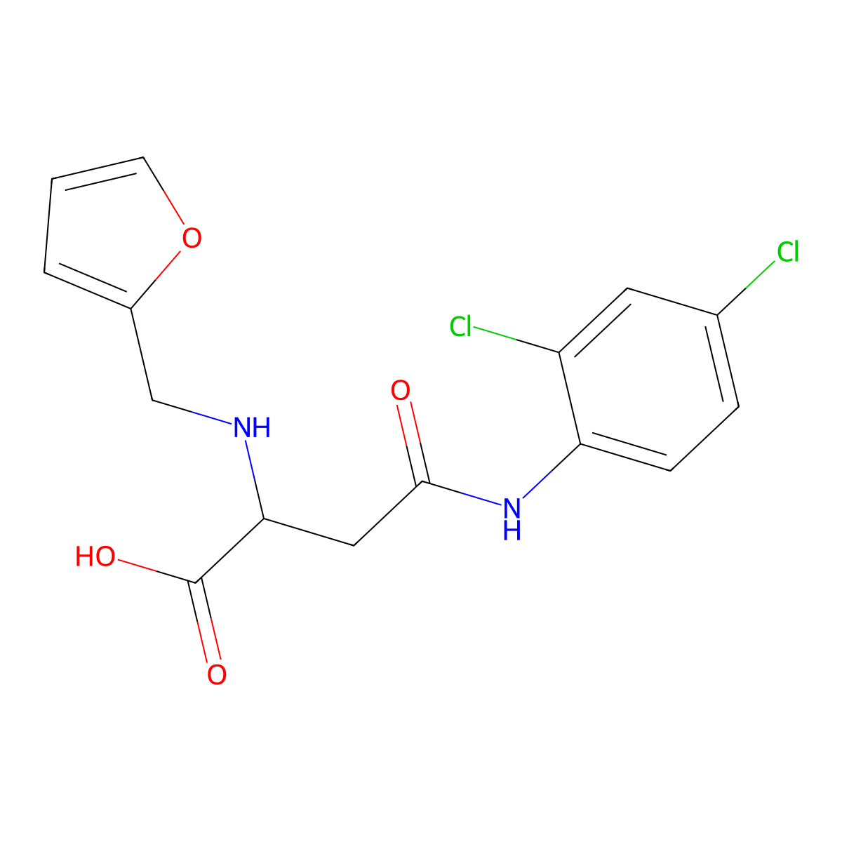 4-(2,4-Dichloroanilino)-2-(furan-2-ylmethylamino)-4-oxobutanoic acid molecular structure, CAS 1025759-11-8