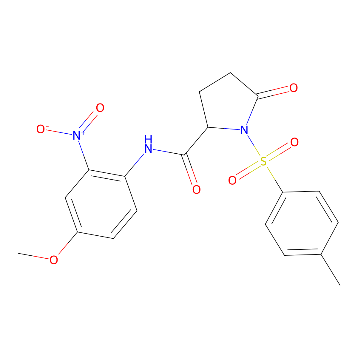 N-(4-methoxy-2-nitrophenyl)-1-(4-methylphenyl)sulfonyl-5-oxopyrrolidine-2-carboxamide molecular structure, CAS 1025759-19-6