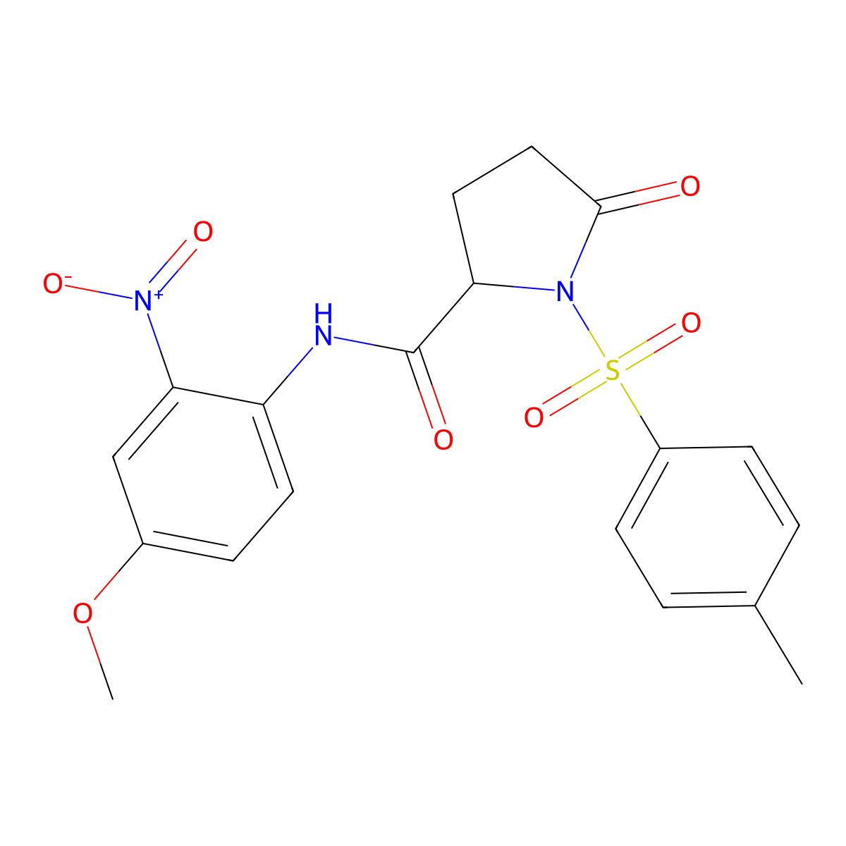 N-(4-methoxy-2-nitrophenyl)-1-(4-methylphenyl)sulfonyl-5-oxopyrrolidine-2-carboxamide molecular structure, CAS 1025759-19-6