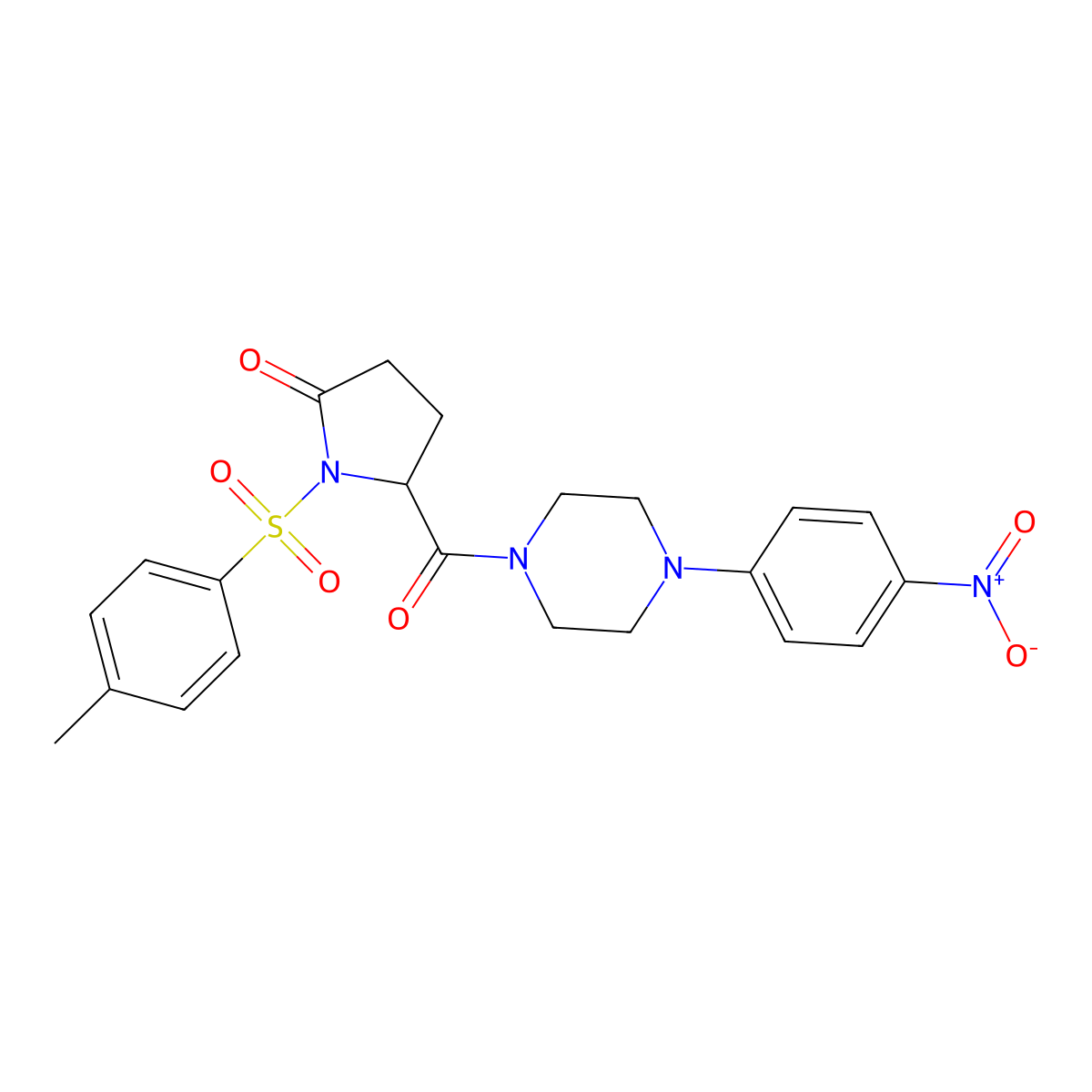1-(4-Methylphenyl)sulfonyl-5-[4-(4-nitrophenyl)piperazine-1-carbonyl]pyrrolidin-2-one molecular structure, CAS 1025759-20-9
