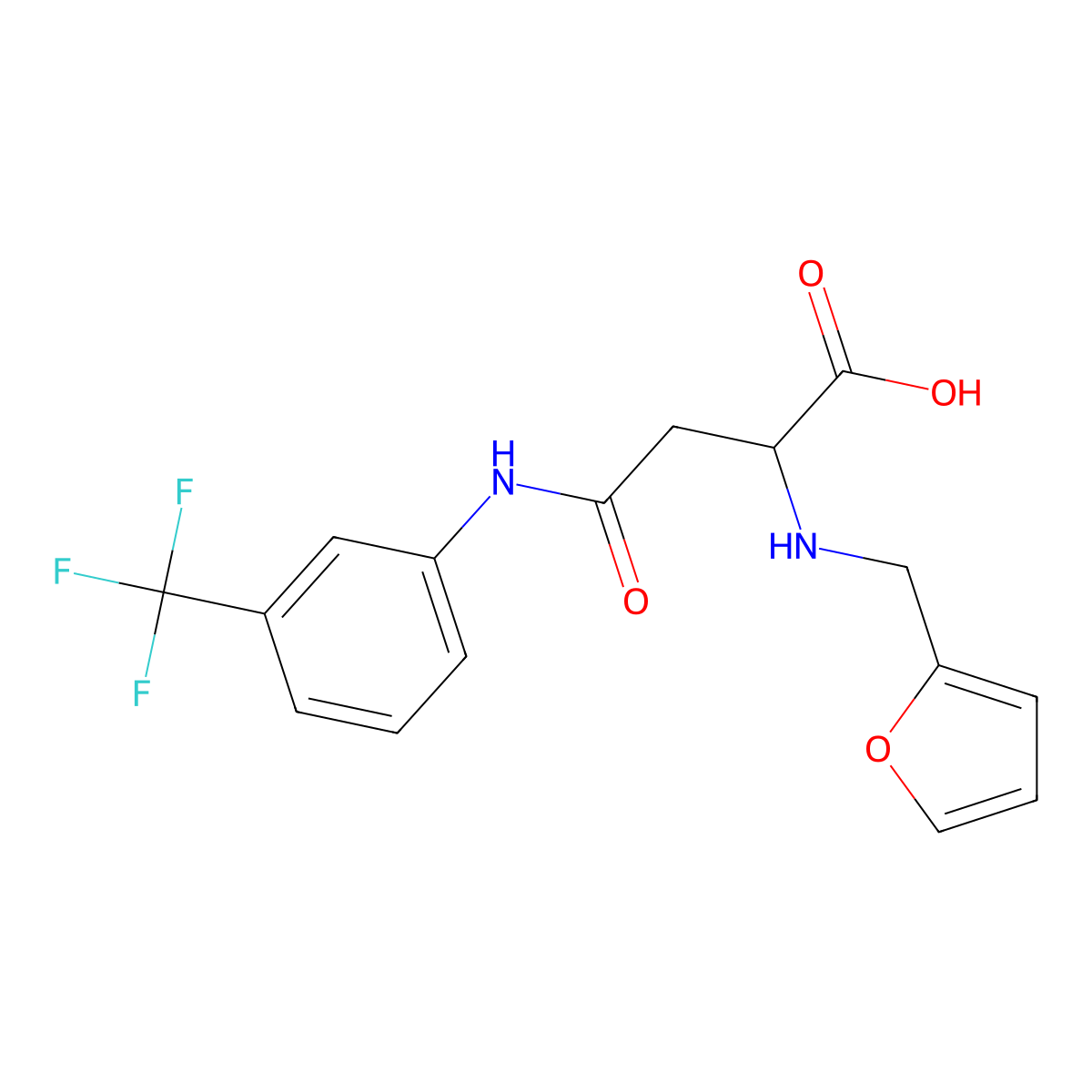 2-(Furan-2-ylmethylamino)-4-oxo-4-[3-(trifluoromethyl)anilino]butanoic acid molecular structure, CAS 1025759-29-8