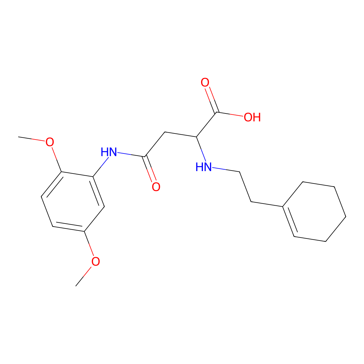 2-[2-(Cyclohexen-1-yl)ethylamino]-4-(2,5-dimethoxyanilino)-4-oxobutanoic acid molecular structure, CAS 1025759-31-2
