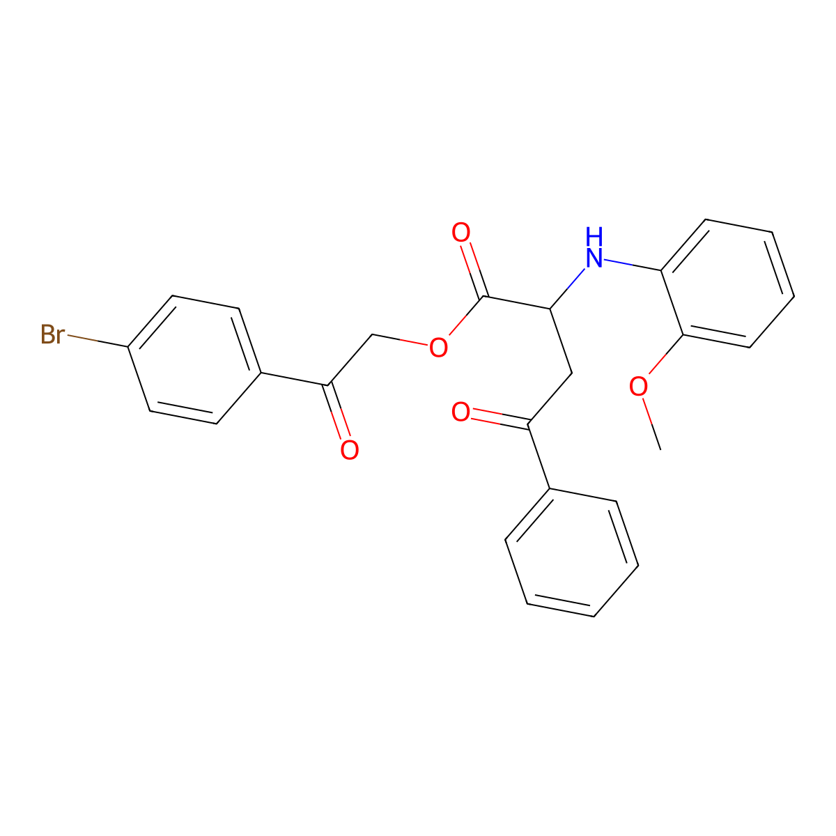 2-(4-Bromophenyl)-2-oxoethyl 2-[(2-methoxyphenyl)amino]-4-oxo-4-phenylbutanoate molecular structure, CAS 1025759-47-0