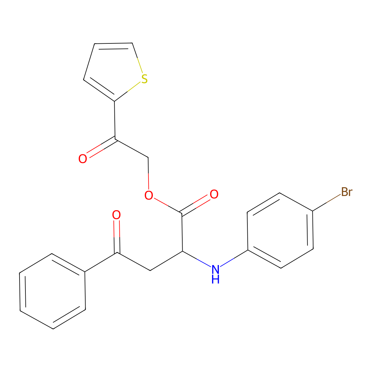 2-Oxo-2-(thiophen-2-yl)ethyl 2-[(4-bromophenyl)amino]-4-oxo-4-phenylbutanoate molecular structure, CAS 1025759-55-0