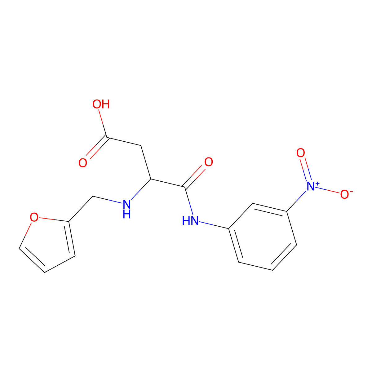 3-((Furan-2-ylmethyl)amino)-4-((3-nitrophenyl)amino)-4-oxobutanoic acid molecular structure, CAS 1025762-46-2