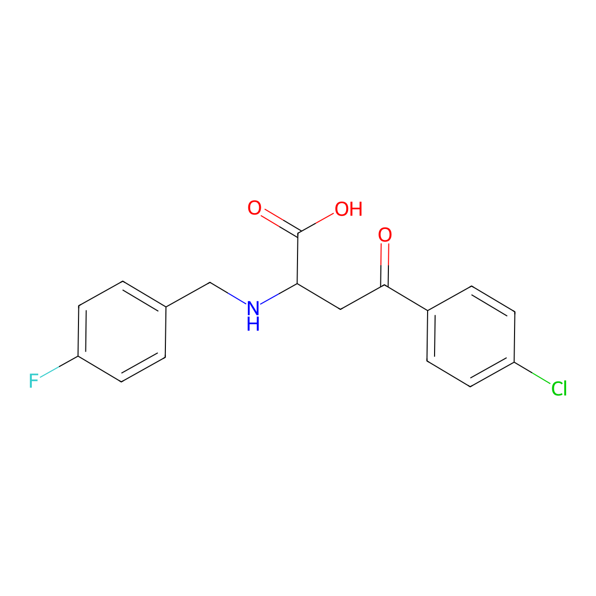 4-(4-Chlorophenyl)-2-{[(4-fluorophenyl)methyl]amino}-4-oxobutanoic acid molecular structure, CAS 1025762-54-2