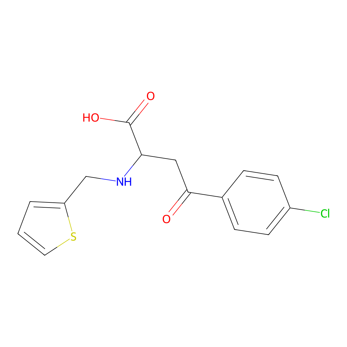 4-(4-Chlorophenyl)-4-oxo-2-[(2-thienylmethyl)amino]butanoic acid molecular structure, CAS 1025762-87-1