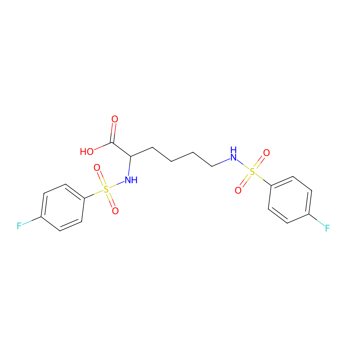 2,6-bis[(4-fluorophenyl)sulfonylamino]hexanoic Acid molecular structure, CAS 1025764-71-9