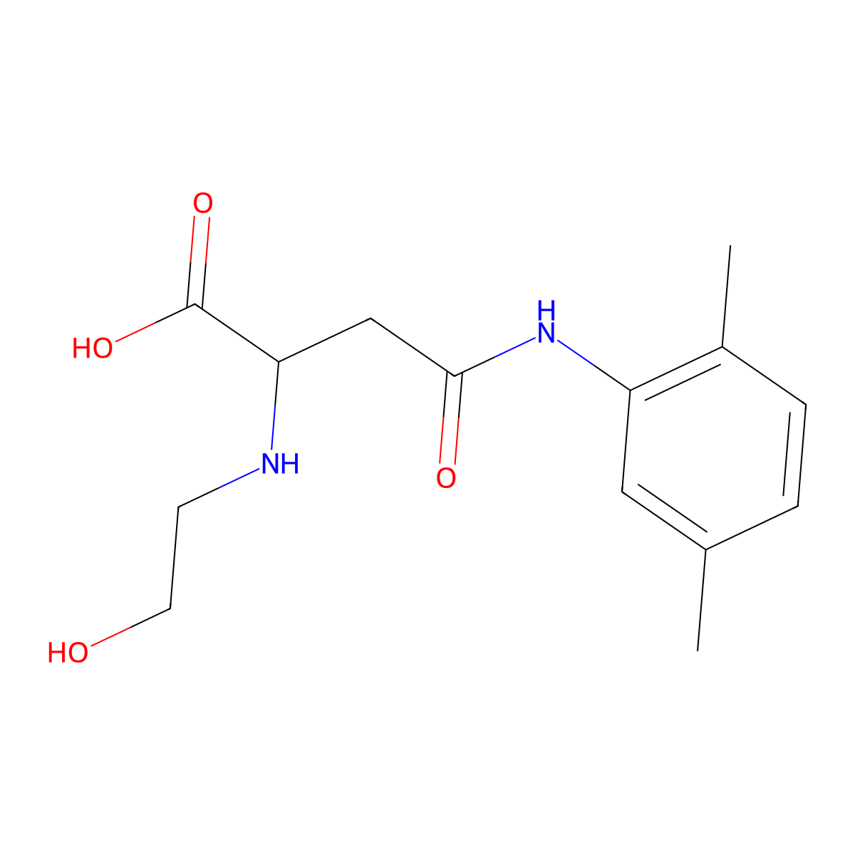 4-(2,5-Dimethylanilino)-2-(2-hydroxyethylamino)-4-oxobutanoic acid molecular structure, CAS 1025769-32-7