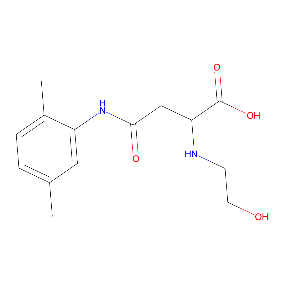 4-(2,5-Dimethylanilino)-2-(2-hydroxyethylamino)-4-oxobutanoic acid molecular structure, CAS 1025769-32-7