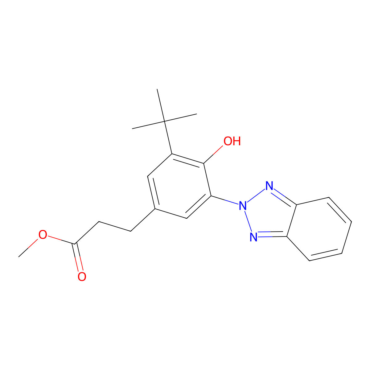 2-(3'-tert-Butyl-2'-hydroxy-5'-(2-methoxycarbonylethyl)phenyl)benzotriazole molecular structure, CAS 102577-46-8