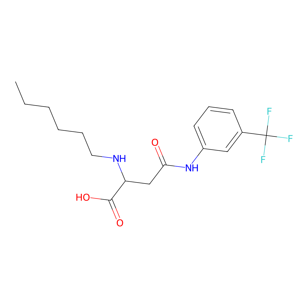 2-(Hexylamino)-4-oxo-4-[3-(trifluoromethyl)anilino]butanoic acid molecular structure, CAS 1025773-21-0
