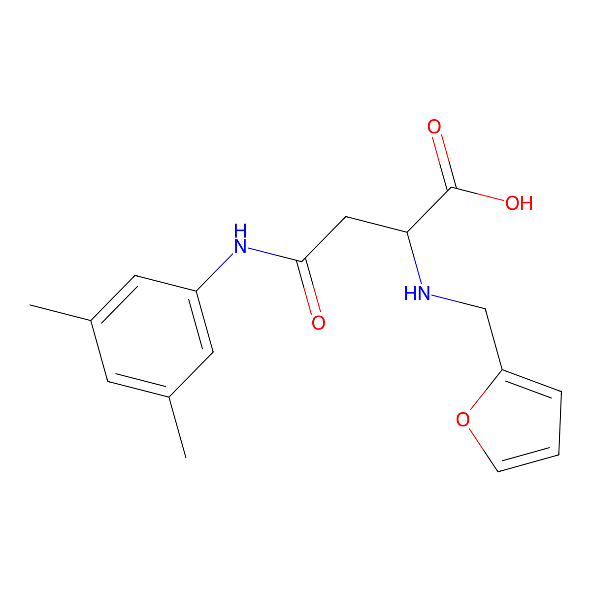 4-(3,5-Dimethylanilino)-2-(furan-2-ylmethylamino)-4-oxobutanoic acid molecular structure, CAS 1025773-60-7