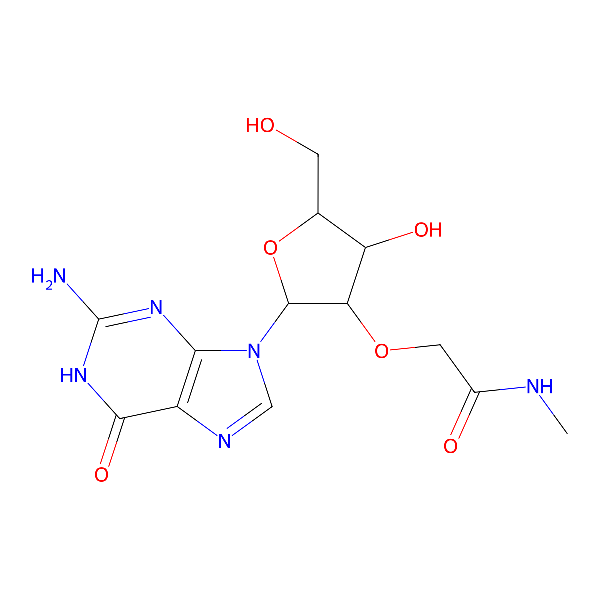 Guanosine, 2'-O-[2-(methylamino)-2-oxoethyl]- molecular structure, CAS 1025783-28-1