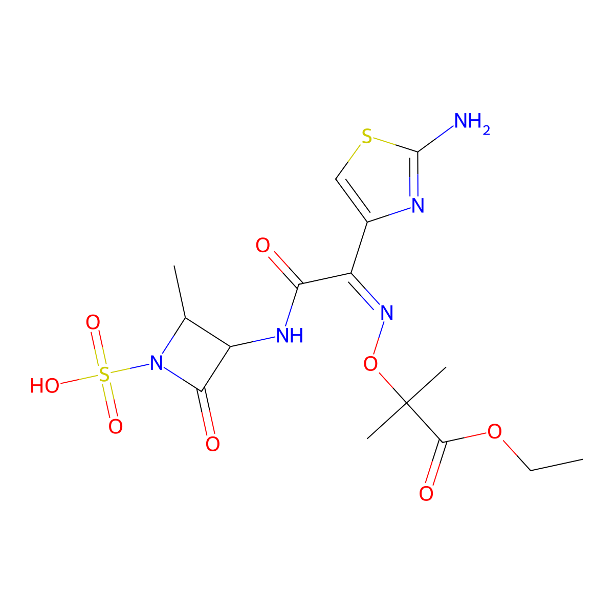 Aztreonam ethyl ester molecular structure, CAS 102579-57-7
