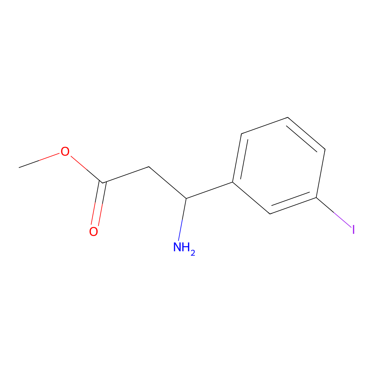 Methyl 3-amino-3-(3-iodophenyl)propanoate molecular structure, CAS 1025796-42-2