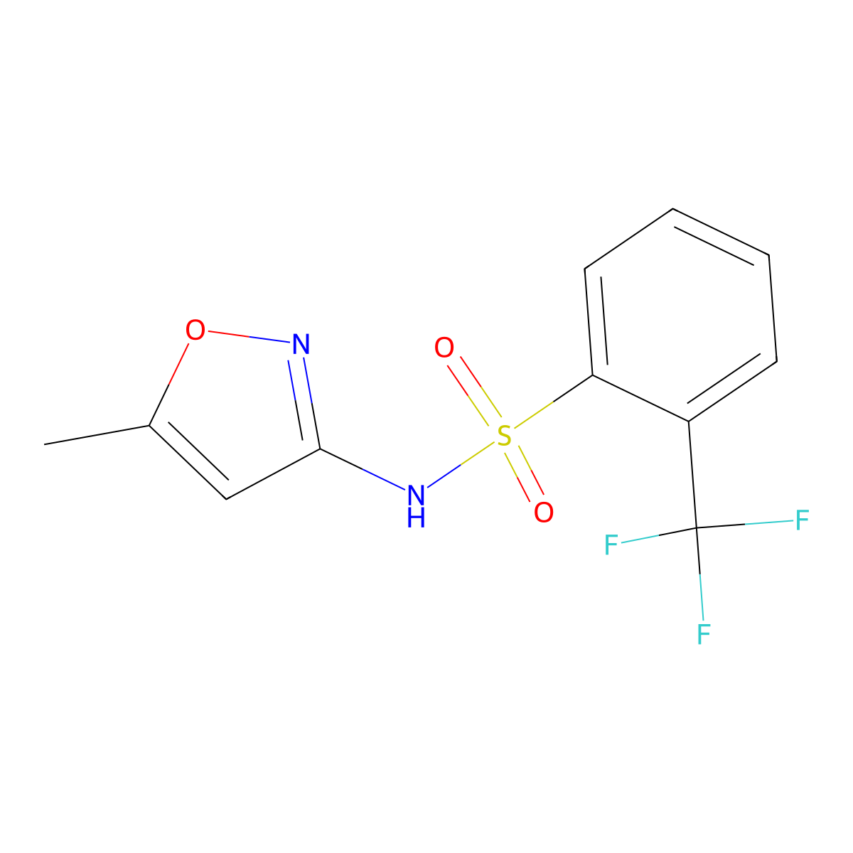 (5-Methylisoxazol-3-YL)((2-(trifluoromethyl)phenyl)sulfonyl)amine molecular structure, CAS 1025797-90-3