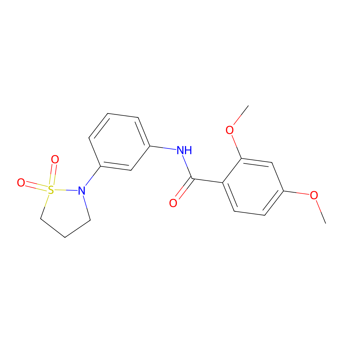 N-(3-(1,1-dioxidoisothiazolidin-2-yl)phenyl)-2,4-dimethoxybenzamide molecular structure, CAS 1025821-26-4