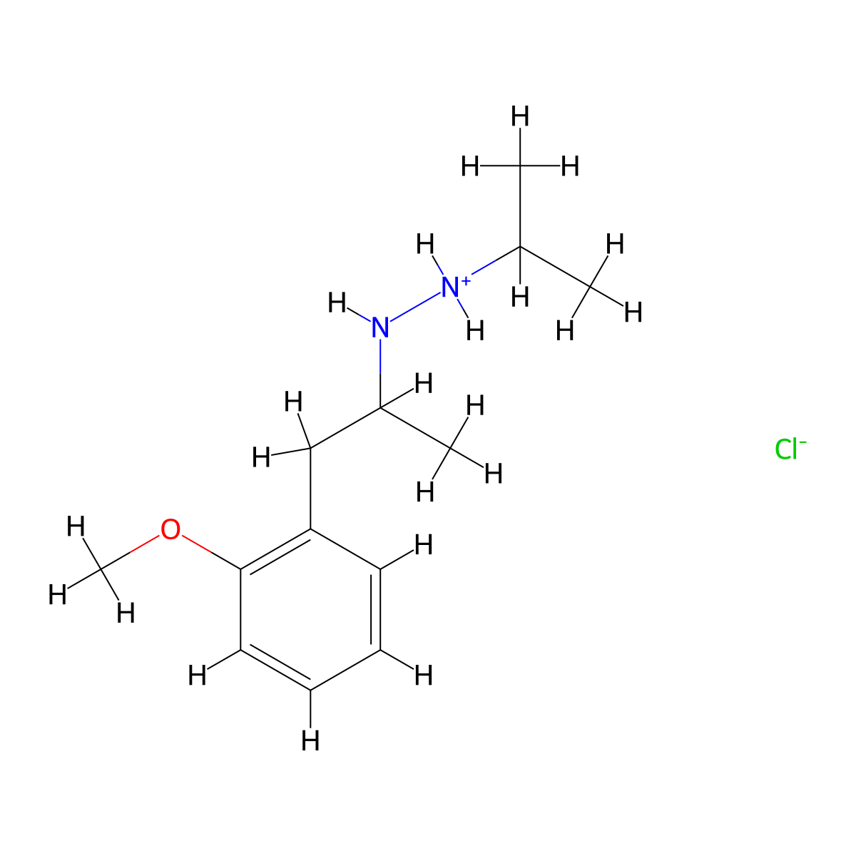 Hydrazine, 1-isopropyl-2-(o-methoxy-alpha-methylphenethyl)-, hydrochloride molecular structure, CAS 102583-72-2