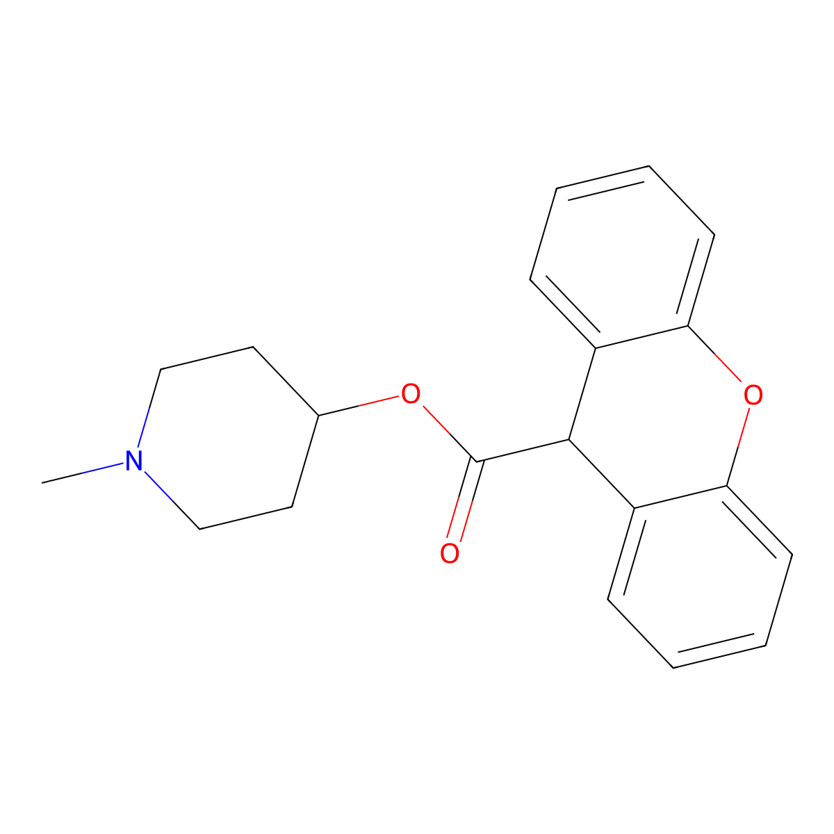 Xanthene-9-carboxylic acid, 1-methyl-4-piperidinyl ester molecular structure, CAS 102585-05-7