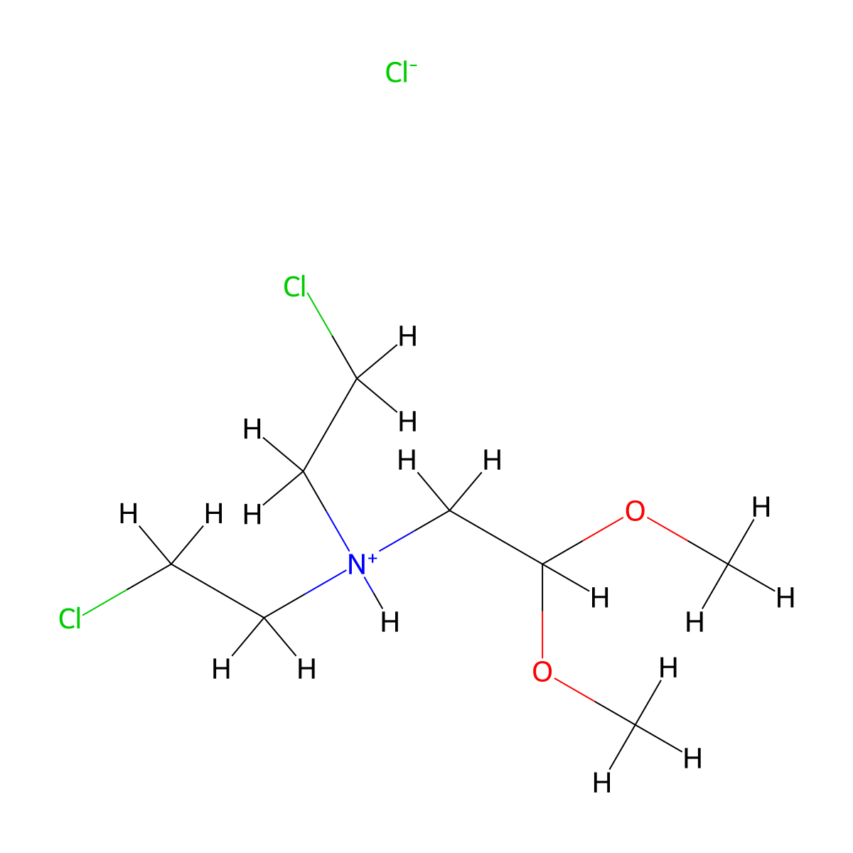 N,N-Bis(2-chloroethyl)-2,2-dimethoxyethan-1-amine--hydrogen chloride (1/1) molecular structure, CAS 102585-25-1