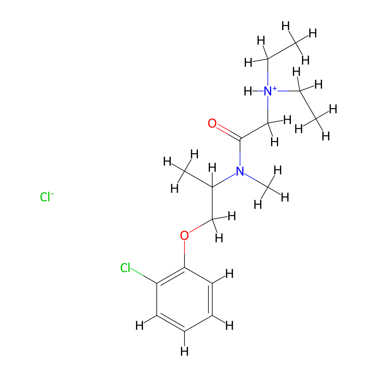 Acetamide, N-(1-(o-chlorophenoxy)-2-propyl)-2-(diethylamino)-N-methyl-, hydrochloride molecular structure, CAS 102585-43-3