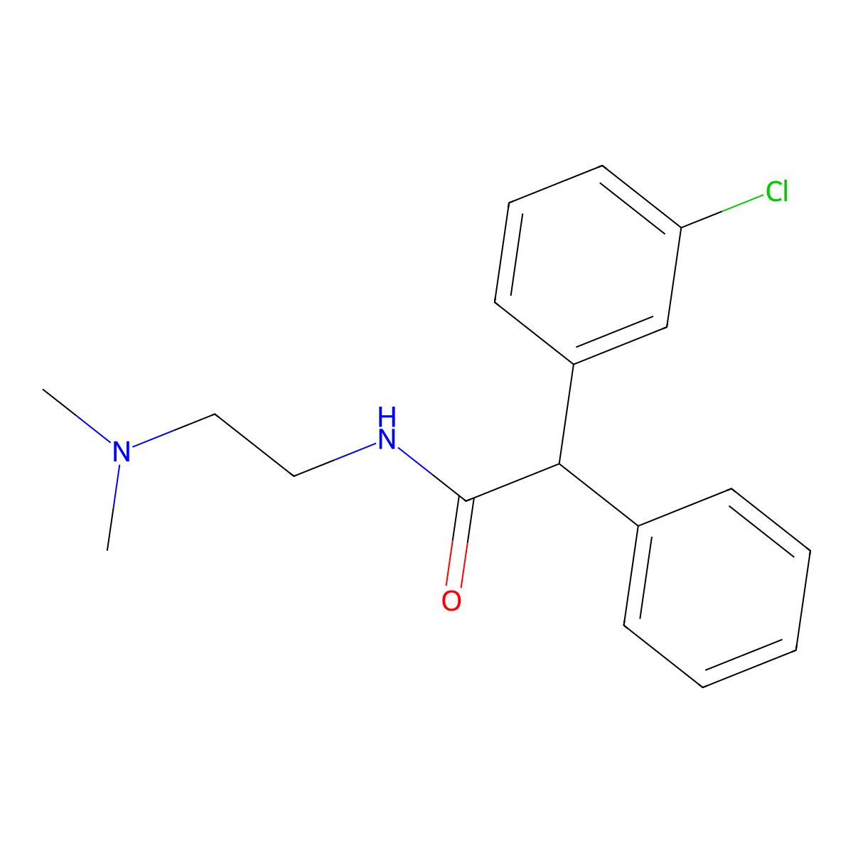 Acetamide, 2-(m-chlorophenyl)-N-(2-(dimethylamino)ethyl)-2-phenyl- molecular structure, CAS 102585-44-4