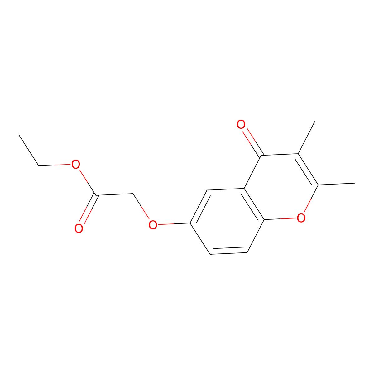 Acetic acid, ((2,3-dimethyl-4-oxo-4H-1-benzopyran-6-yl)oxy)-, ethyl ester molecular structure, CAS 102585-48-8