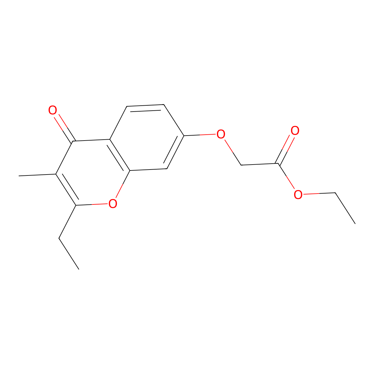 Acetic acid, ((2-ethyl-3-methyl-4-oxo-4H-1-benzopyran-7-yl)oxy)-, ethyl ester molecular structure, CAS 102585-54-6