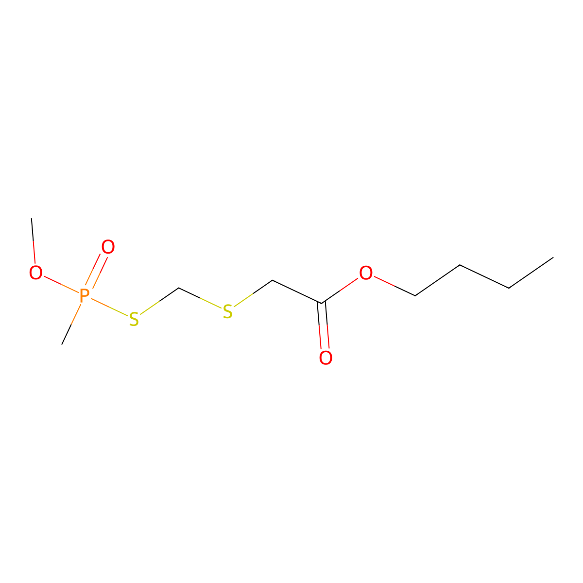 Butyl 3-methyl-3-oxo-2-oxa-4,6-dithia-3lambda~5~-phosphaoctan-8-oate molecular structure, CAS 102585-58-0