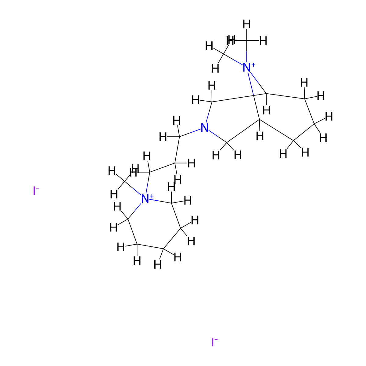 3-Aza-9-azoniabicyclo(3.3.1)nonane, 9,9-dimethyl-3-(3-(1-methylpiperidinio)propyl)-, diiodide molecular structure, CAS 102585-74-0