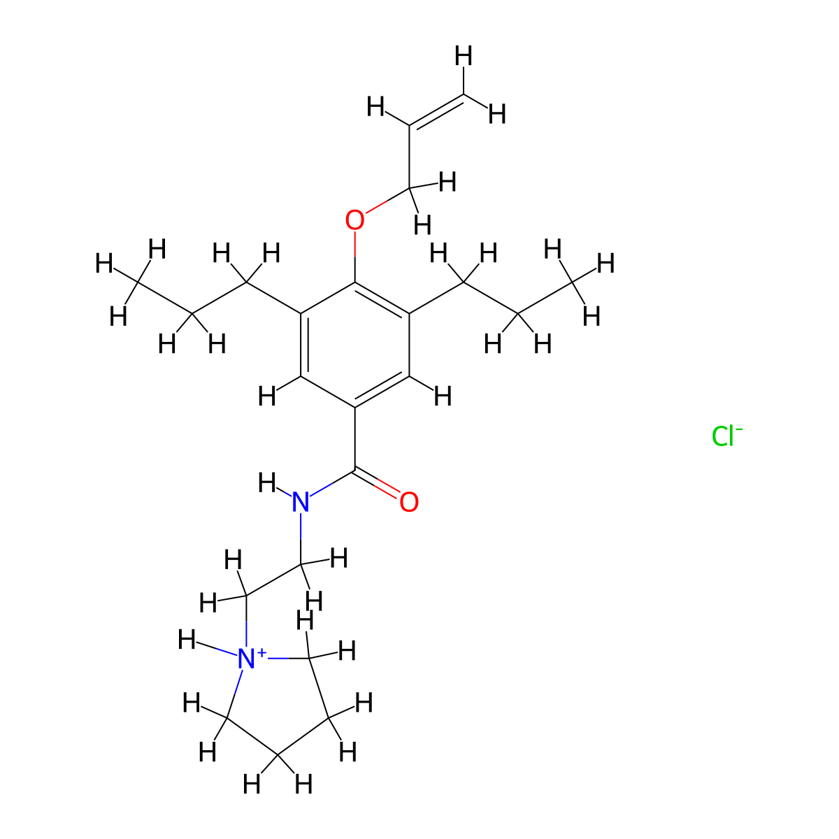 Benzamide, 4-allyloxy-3,5-dipropyl-N-(2-(1-pyrrolidinyl)ethyl)-, hydrochloride molecular structure, CAS 102585-95-5