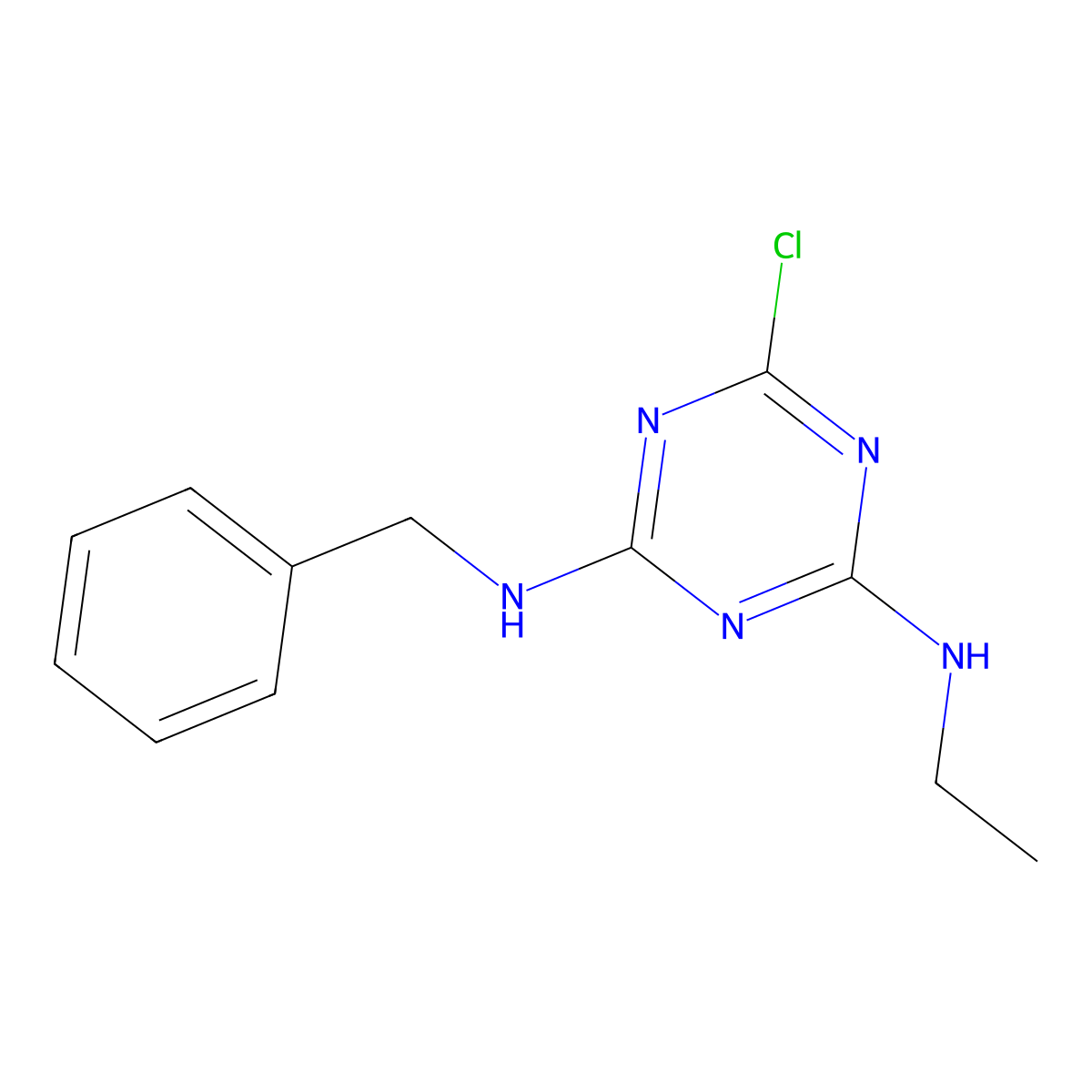 N-Benzyl-6-chloro-N'-ethyl-[1,3,5]triazine-2,4-diamine molecular structure, CAS 102587-56-4