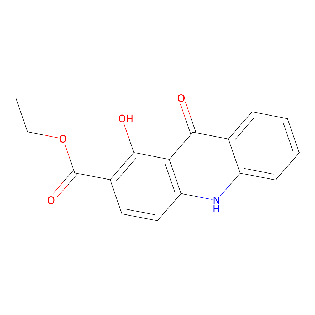 Ethyl 1,9-dihydroxyacridine-2-carboxylate molecular structure, CAS 1025883-38-8