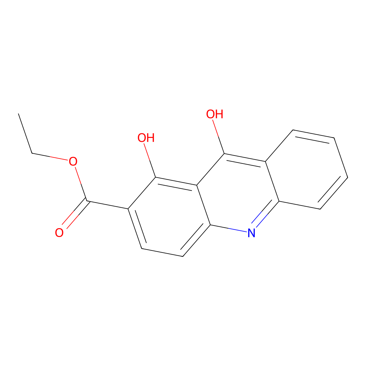 Ethyl 1,9-dihydroxyacridine-2-carboxylate molecular structure, CAS 1025883-38-8