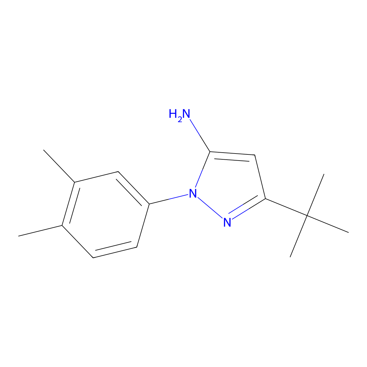 3-tert-Butyl-1-(3,4-dimethylphenyl)-1H-pyrazol-5-amine molecular structure, CAS 1025893-78-0
