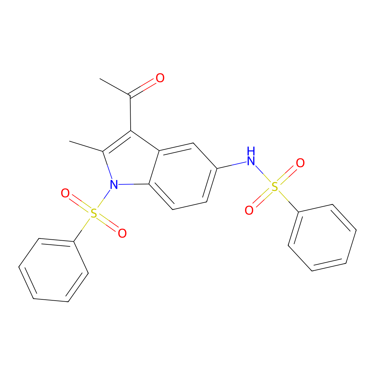 N-(3-acetyl-2-methyl-1-(phenylsulfonyl)-1H-indol-5-yl)benzenesulfonamide molecular structure, CAS 102591-12-8