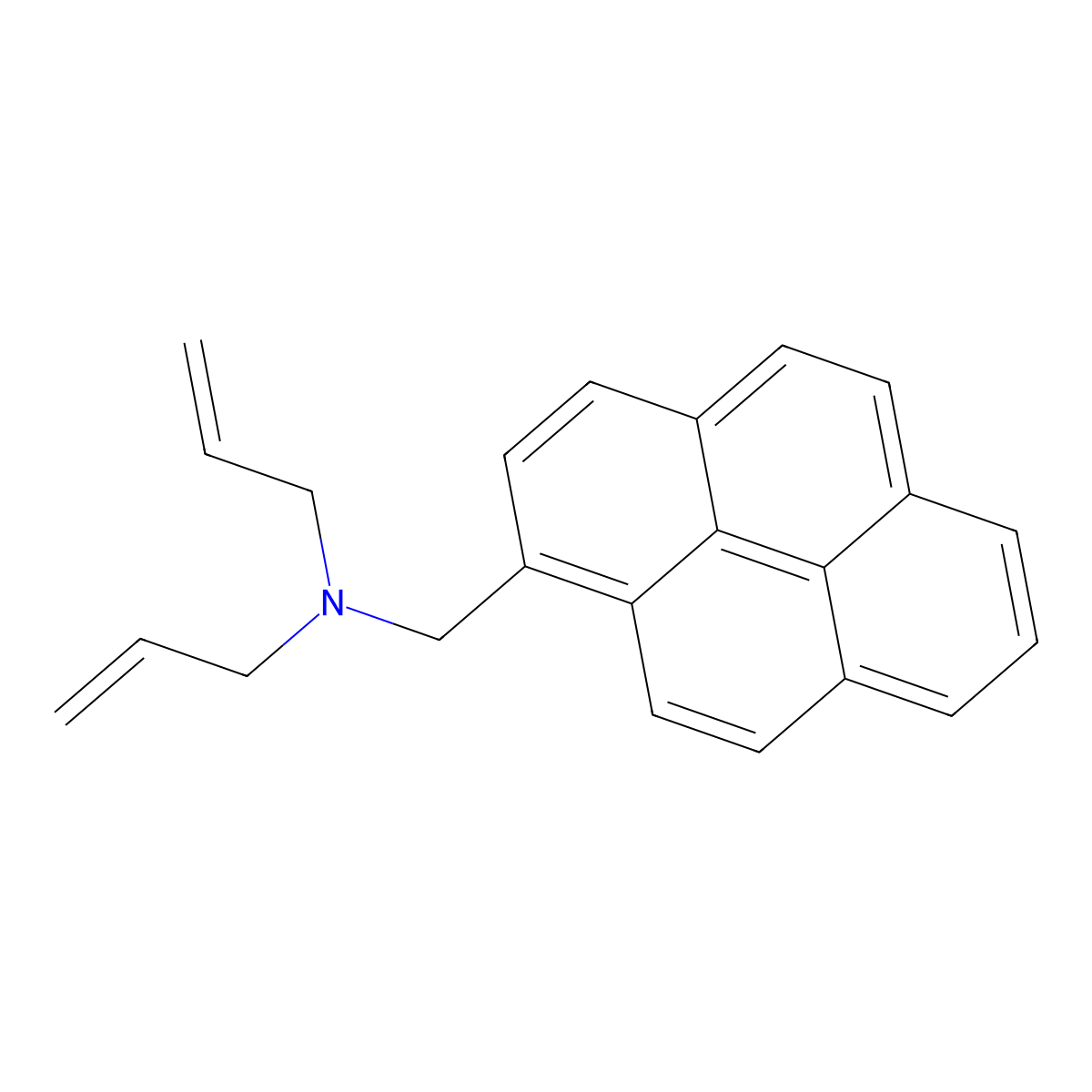 Bis(prop-2-en-1-yl)(pyren-1-ylmethyl)amine molecular structure, CAS 102592-39-2