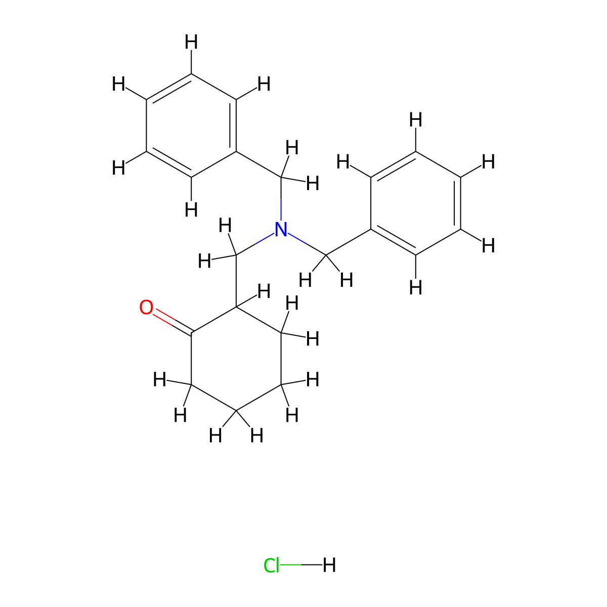 2-[(N,N-Dibenzylamino)methyl]cyclohexanone hydrochloride molecular structure, CAS 102596-84-9