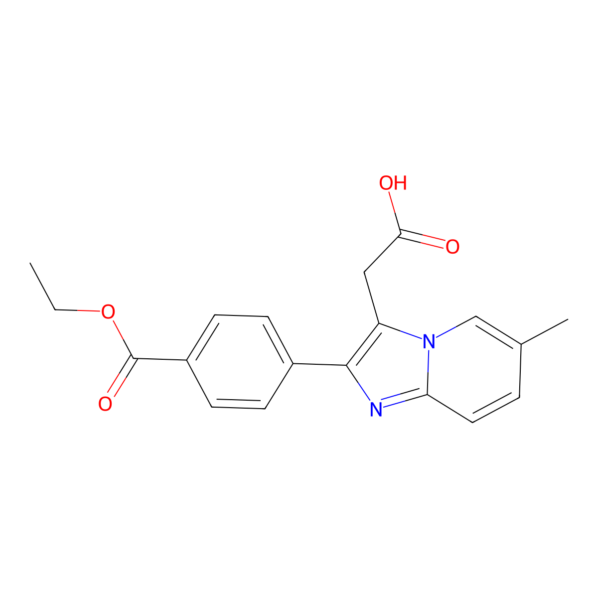 2-[4-(Ethoxycarbonyl)phenyl]-6-methyl-imidazo[1,2-a]pyridine-3-acetic Acid molecular structure, CAS 1025962-20-2
