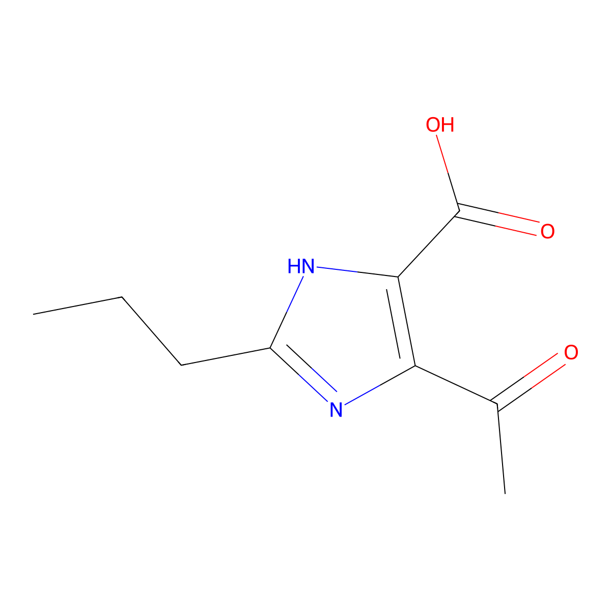 4-acetyl-2-propyl-1H-imidazole-5-carboxylic acid molecular structure, CAS 1025972-83-1