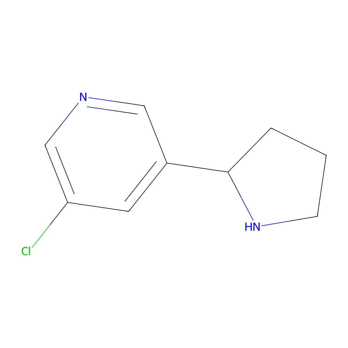 3-Chloro-5-pyrrolidin-2-yl-pyridine molecular structure, CAS 1025976-52-6