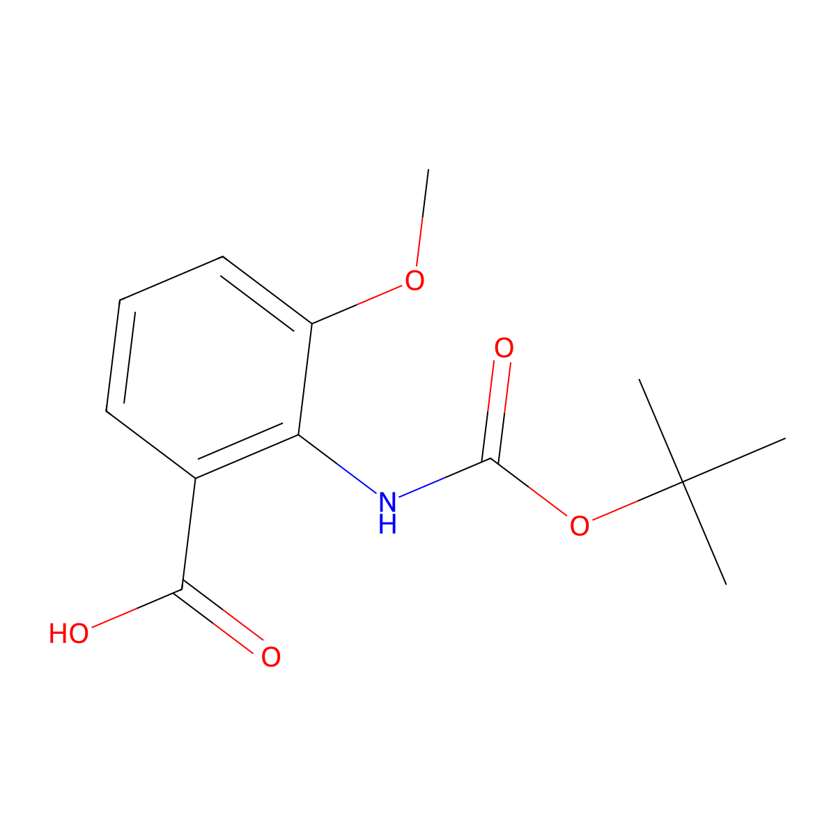 Boc-2-amino-3-methoxybenzoic acid molecular structure, CAS 1026003-01-9