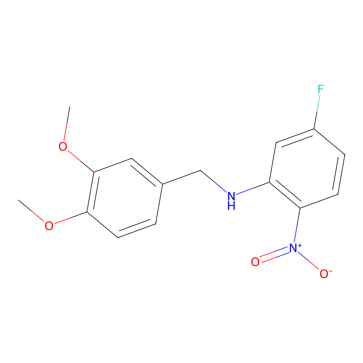 N-(3,4-Dimethoxybenzyl)-5-fluoro-2-nitroaniline molecular structure, CAS 1026026-68-5