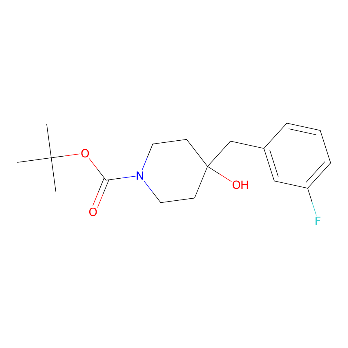 Tert-butyl 4-[(3-fluorophenyl)methyl]-4-hydroxypiperidine-1-carboxylate molecular structure, CAS 1026027-59-7
