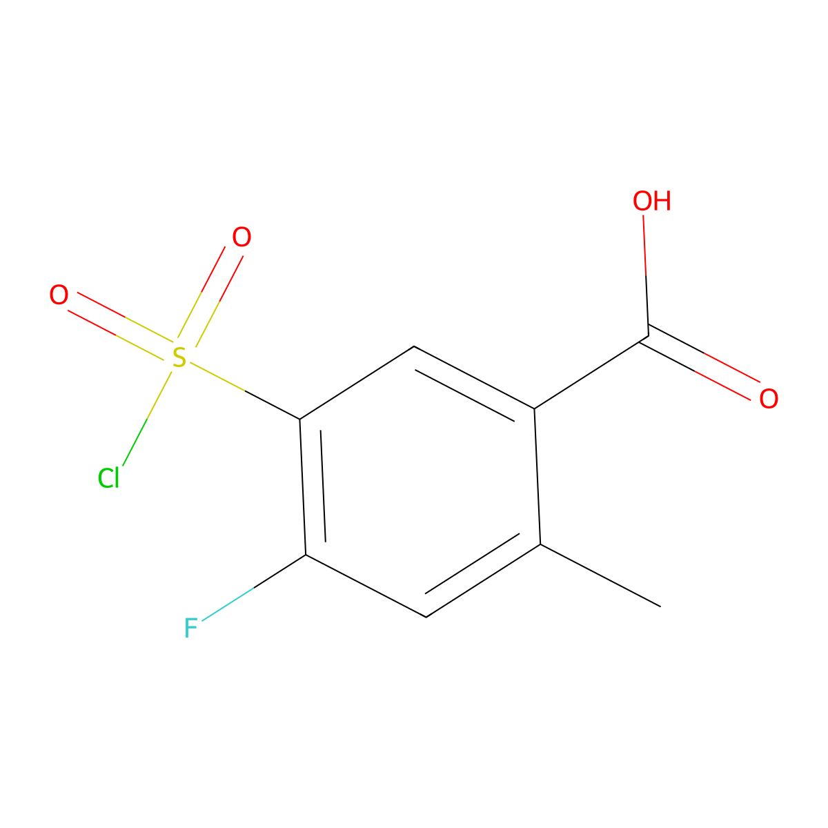 5-(Chlorosulfonyl)-4-fluoro-2-methylbenzoic acid molecular structure, CAS 1026030-54-5