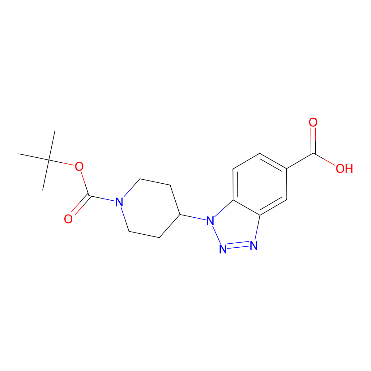 1-{1-[(tert-butoxy)carbonyl]piperidin-4-yl}-1H-1,2,3-benzotriazole-5-carboxylic acid molecular structure, CAS 1026034-68-3
