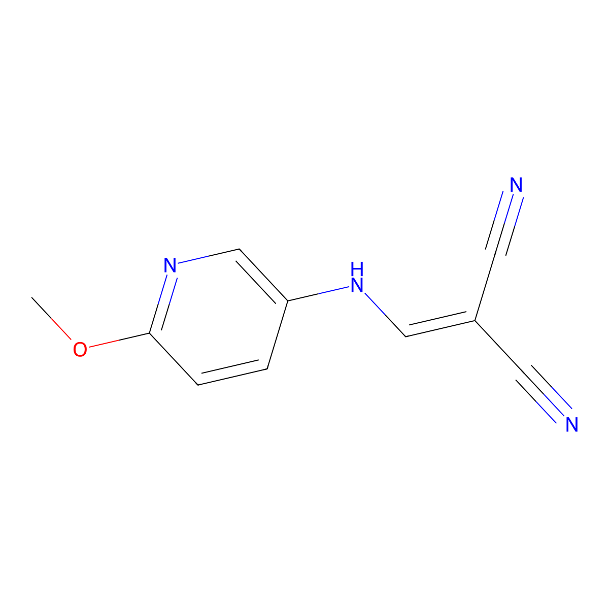 (((6-Methoxy-3-pyridyl)amino)methylene)methane-1,1-dicarbonitrile molecular structure, CAS 1026054-64-7