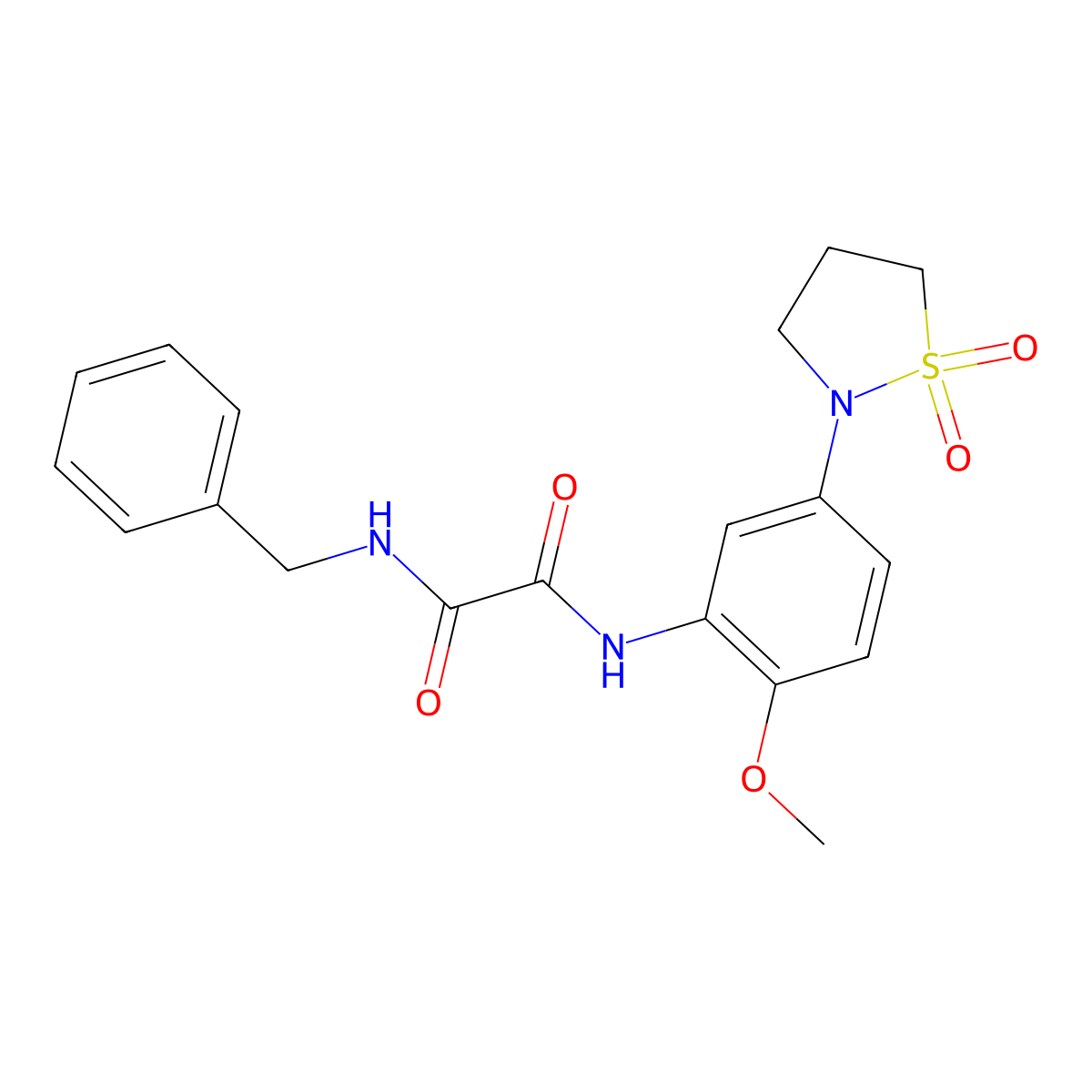 N1-benzyl-N2-(5-(1,1-dioxidoisothiazolidin-2-yl)-2-methoxyphenyl)oxalamide molecular structure, CAS 1026061-01-7